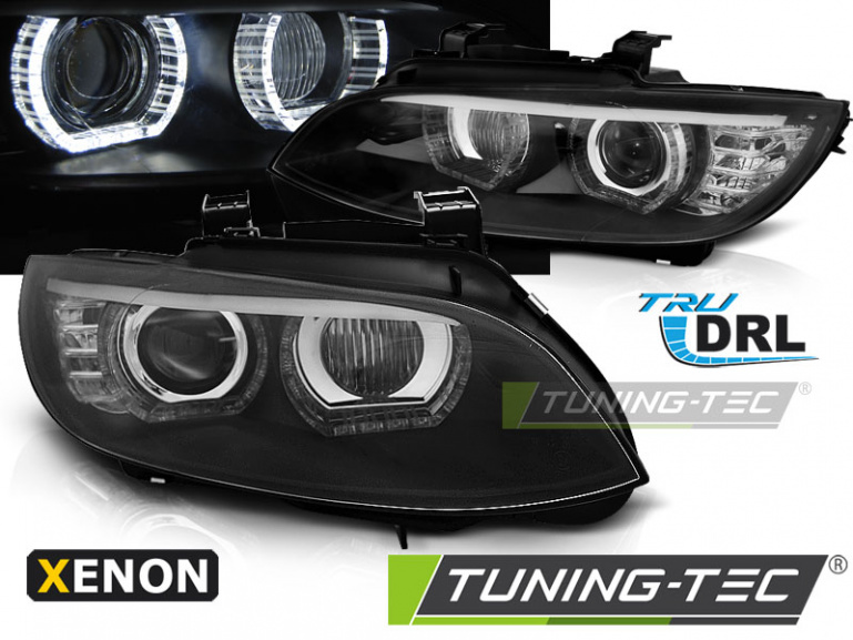 3D Xenon LED Tagfahrlicht Angel Eyes Scheinwerfer für BMW 3er Coupe/Cabrio E92/E93 06-10 schwarz